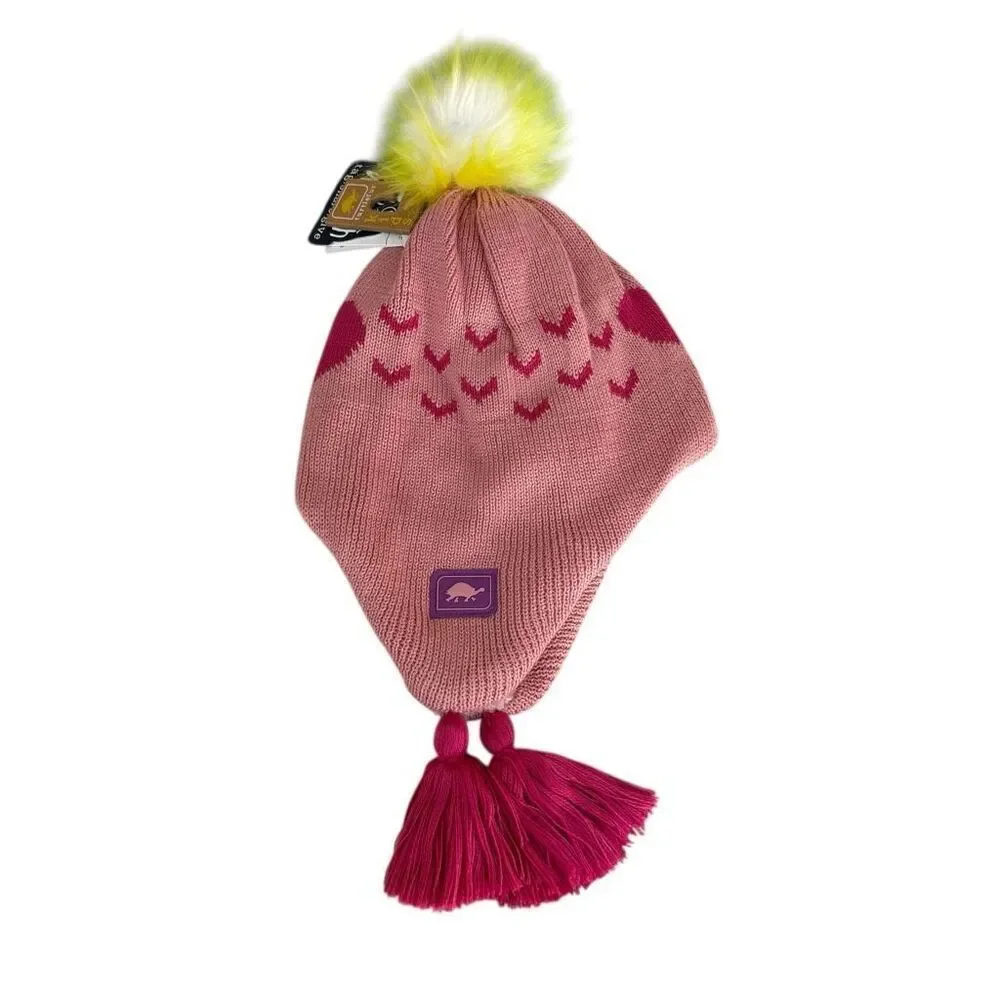 TURTLE FUR TODDLER SOPHIE EARFLAP POM BEANIE hat size 1-3 years NWT